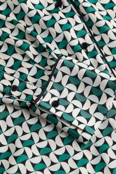 Satin Shirt - Green/patterned - Ladies | H&M US | H&M (US + CA)
