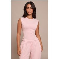 Petite Pink Interlock Cinched Waist Top | PrettyLittleThing UK