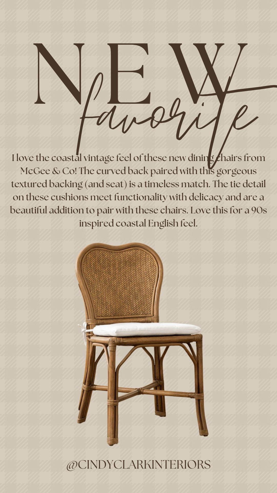 I love the coastal vintage feel of these new dining chairs from McGee & Co! The curved back paired with this gorgeous textured backing (and seat) is a timeless match. The tie detail on these cushions meet functionality with delicacy and are a beautiful addition to pair with these chairs. Love this for a 90s inspired coastal English feel.

#LTKHome