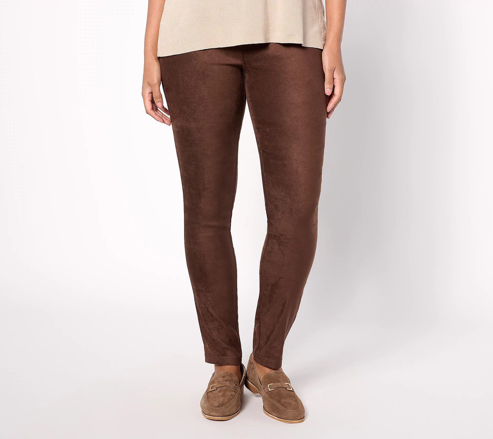 NYDJ Suede Pull On Basic Leggings -Dark Chocolate | QVC