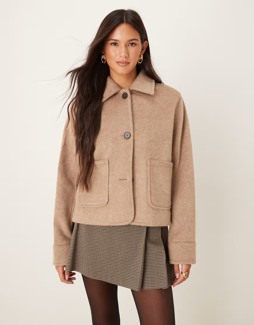 Glamorous button up jacket in mushroom-Brown | ASOS (Global)