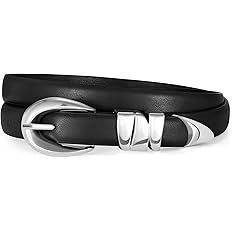 XZQTIVE Women's Skinny Leather Belts Ladies Thin Waist Belts for Jeans Dress Pants Trendy Black B... | Amazon (US)