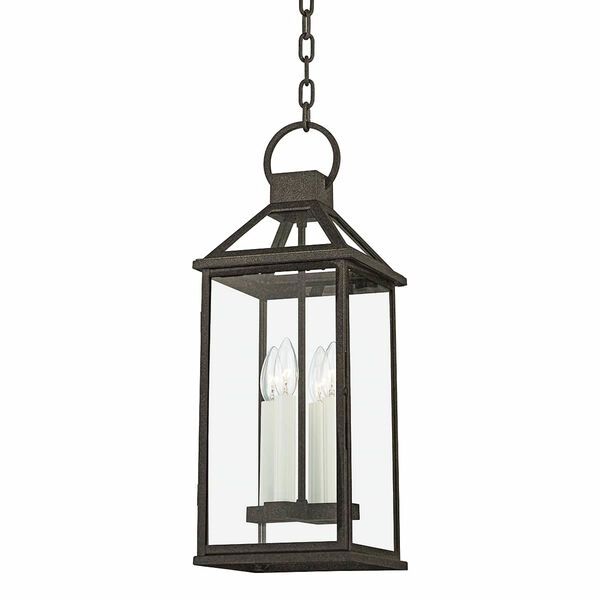 Sanders French Iron Four-Light Outdoor Pendant | Bellacor