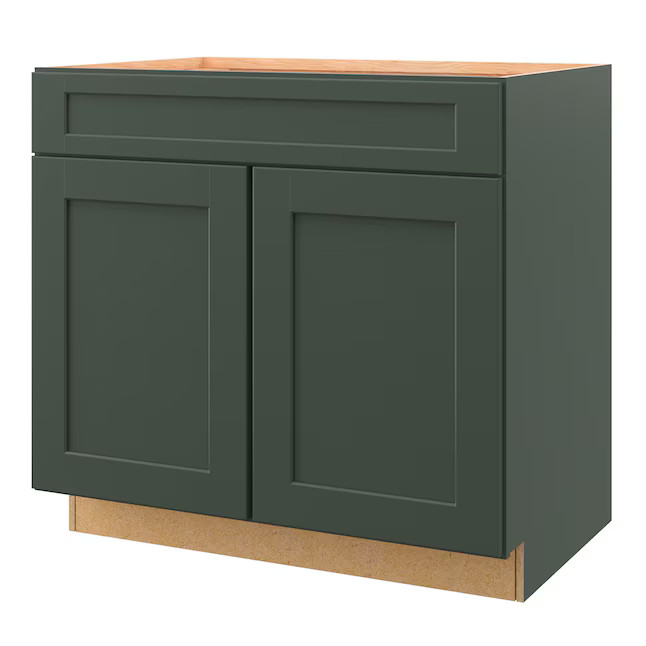 allen + roth Galway 36-in W x 34.5-in H x 24-in D Sage Door and Drawer Base Fully Assembled Cabin... | Lowe's
