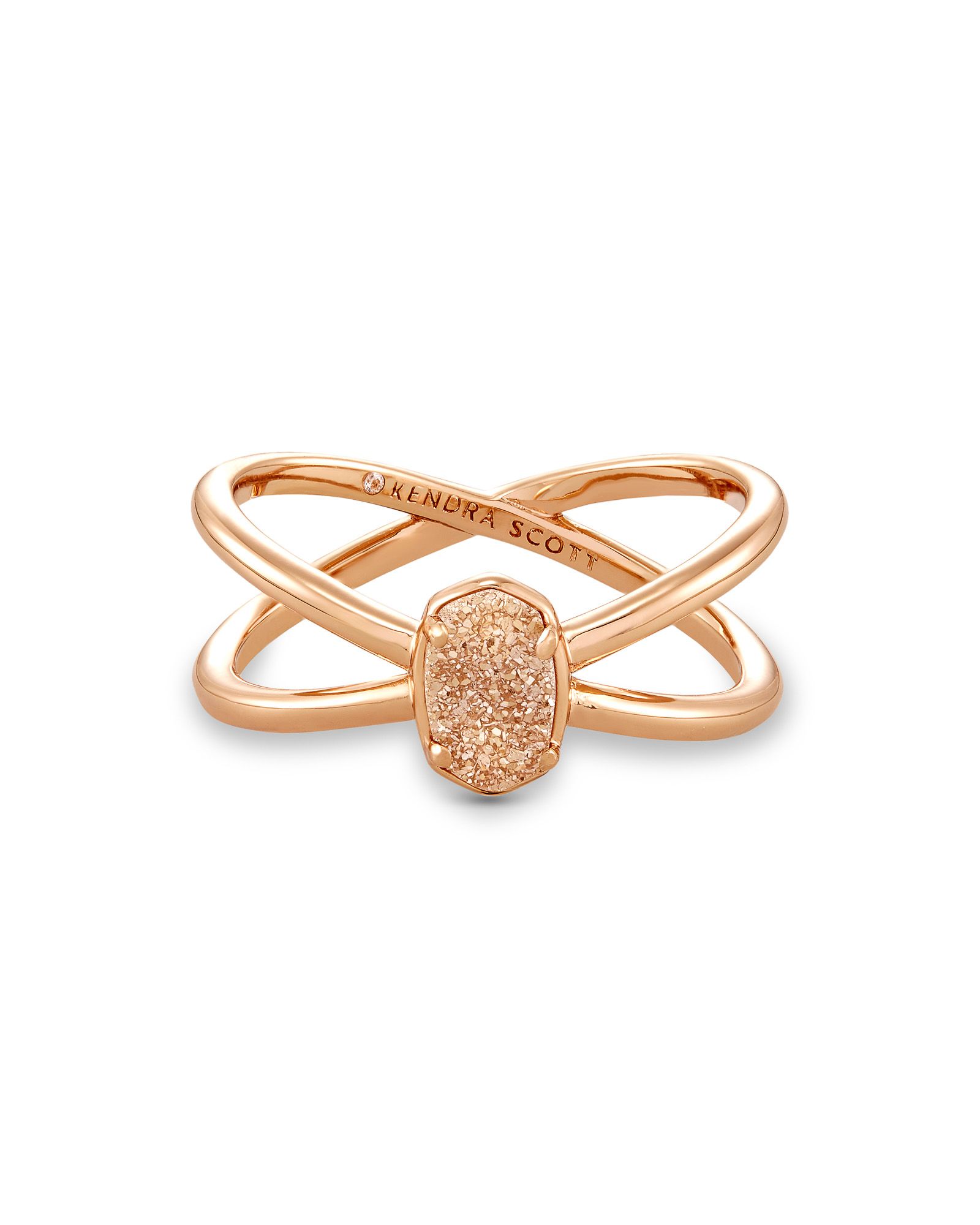 Emilie Rose Gold Double Band Ring in Sand Drusy | Kendra Scott