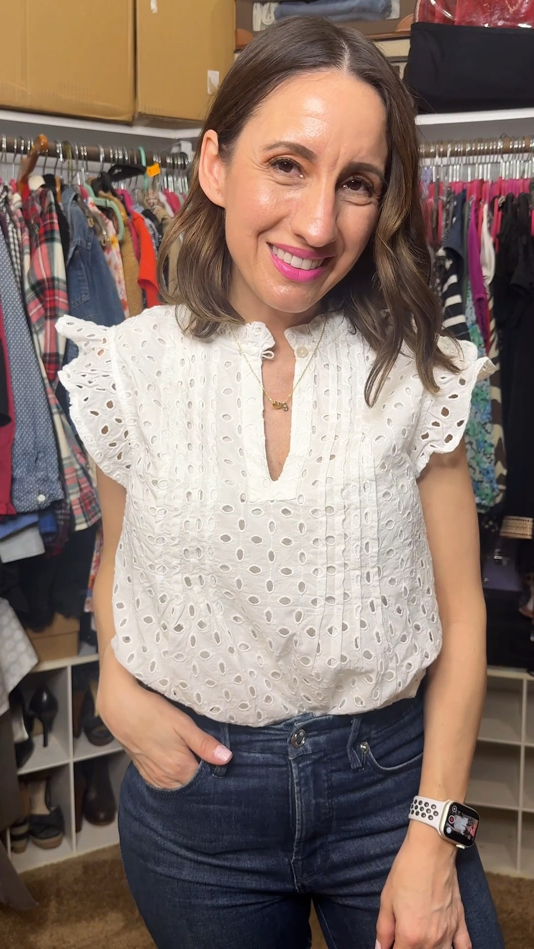Petite style spring edition 
Starting with the tried and true Old Navy tank (runs tts) and comfy waffle blend sweats. 
Now onto the cutest eyelet top. Runs big. Size down. 
Good American jeans. Run tts. 
Cute spring handbag. 
Wedge candles 
Kendra Scott necklace 

#LTKOver40 #LTKPetite #LTKSaleAlert