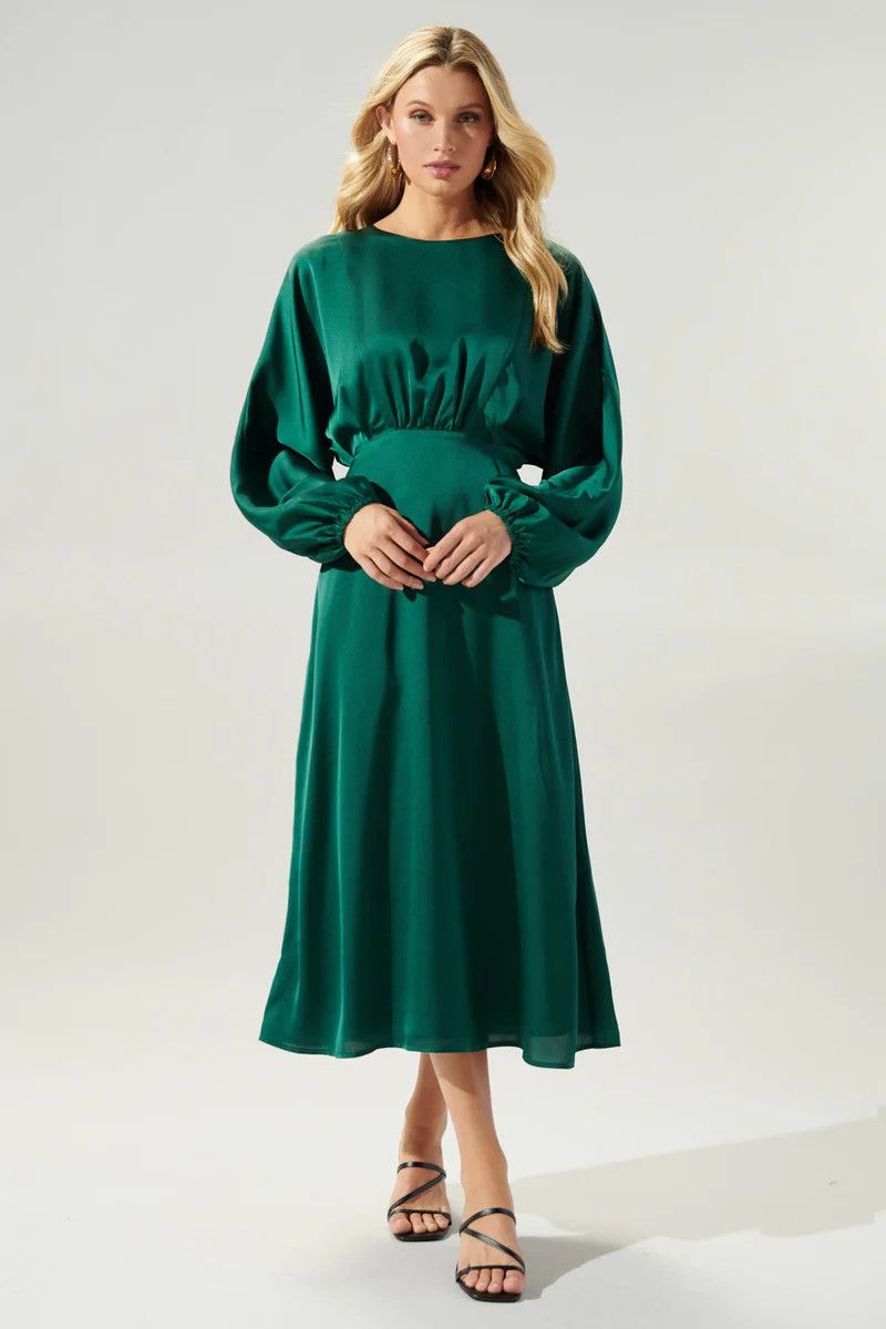 Chateau Satin Dolman Sleeve Midi Dress | Plus Size Winter Dress Plus Size Holiday Dress #LTKHoliday  | Sugarlips