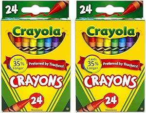 Crayola 24 Count Box of Crayons Non-Toxic Color Coloring School Supplies (2 Packs) | Amazon (US)