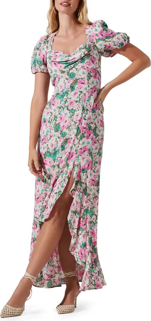 Dayanara Floral Puff Sleeve Cutout Maxi Dress | Nordstrom Rack