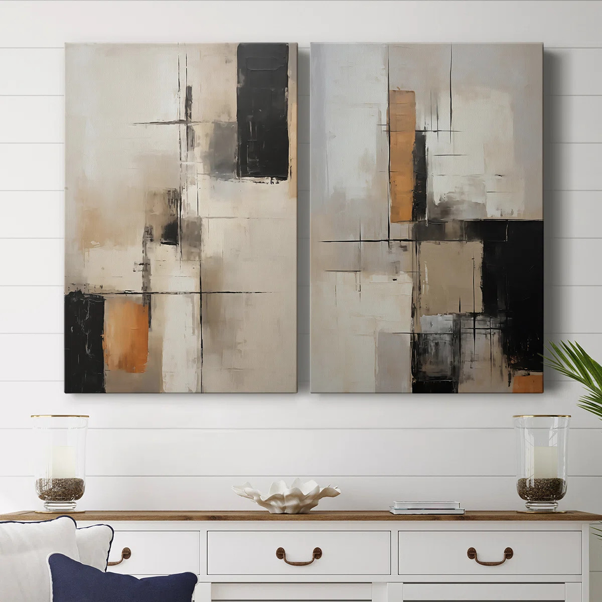 ABSTRACT Series CCCLXIV-Premium Gallery Wrapped Canvas -Ready to Hang (Set of 2) | Wayfair North America