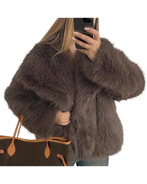 Ainangua Womens Faux Fur Coat Shaggy Oversized Lapel Button Fuzzy Ladies Jackets Warm Winter Outf... | Amazon (US)