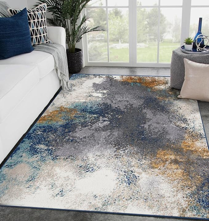Luxe Weavers Rug – Modern Area Rug - 8445 Abstract Print, Blue / 5’ x 7’ | Amazon (US)