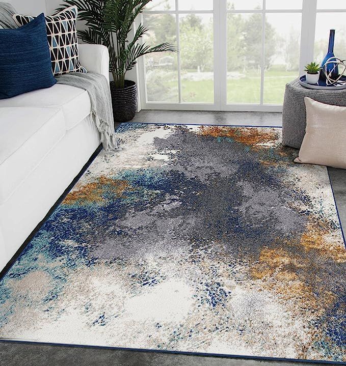 Luxe Weavers Rug – Modern Area Rug - 8445 Abstract Print, Blue / 5’ x 7’ | Amazon (US)