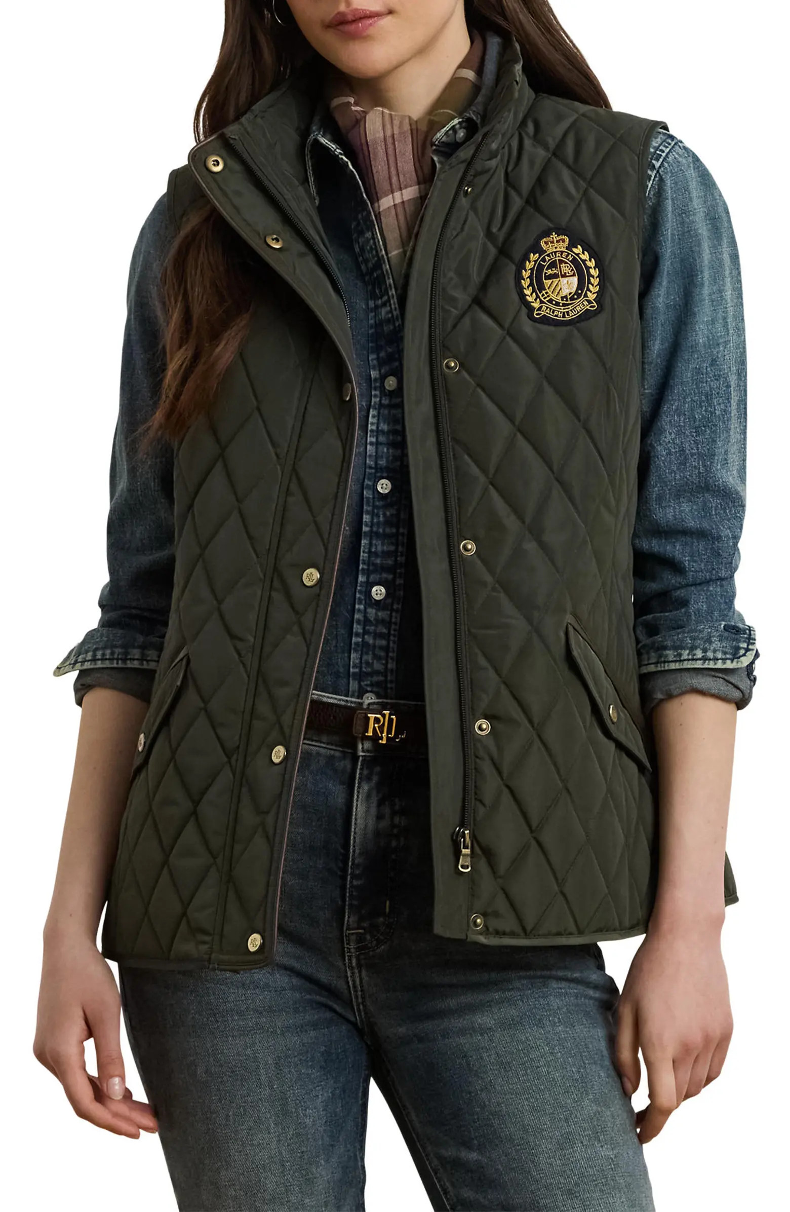 Lauren Ralph Lauren Crest Patch Diamond Quilted Vest | Nordstrom | Nordstrom