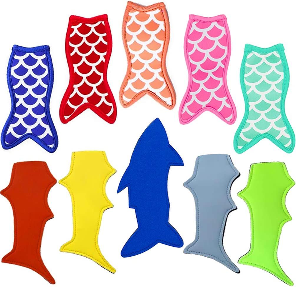 Popsicle Holder Bags Mermaid and Shark Ice Pop Sleeves Freezer Reusable Popsicle Covers 10 Pc | Amazon (US)
