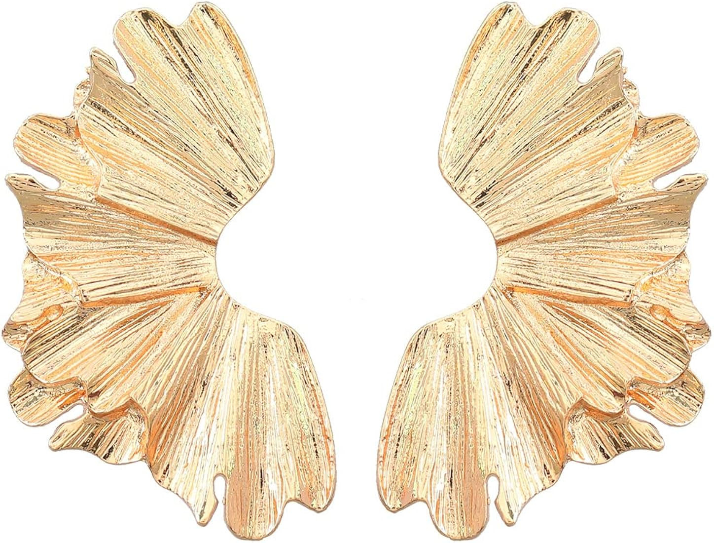 Metallic Flower Earrings Alloy Floral Earring Geometric Exaggerated Earrings Sculptural Flower Go... | Amazon (US)