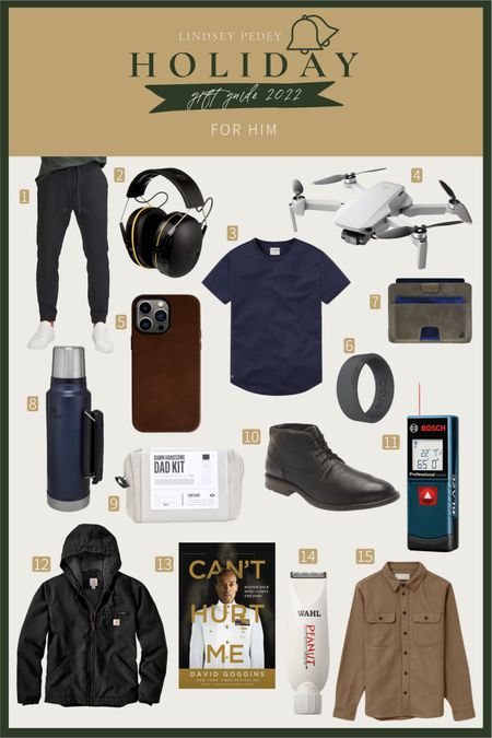 Holiday gift guide for him! See them all over at lindseypedey.com! 

Shoes, cuts, wallet, phone case, thermos, Stanley, joggers, drone, carhartt, flannel, tools, gifts for him #giftguide 

#LTKmens #LTKunder100 #LTKHoliday