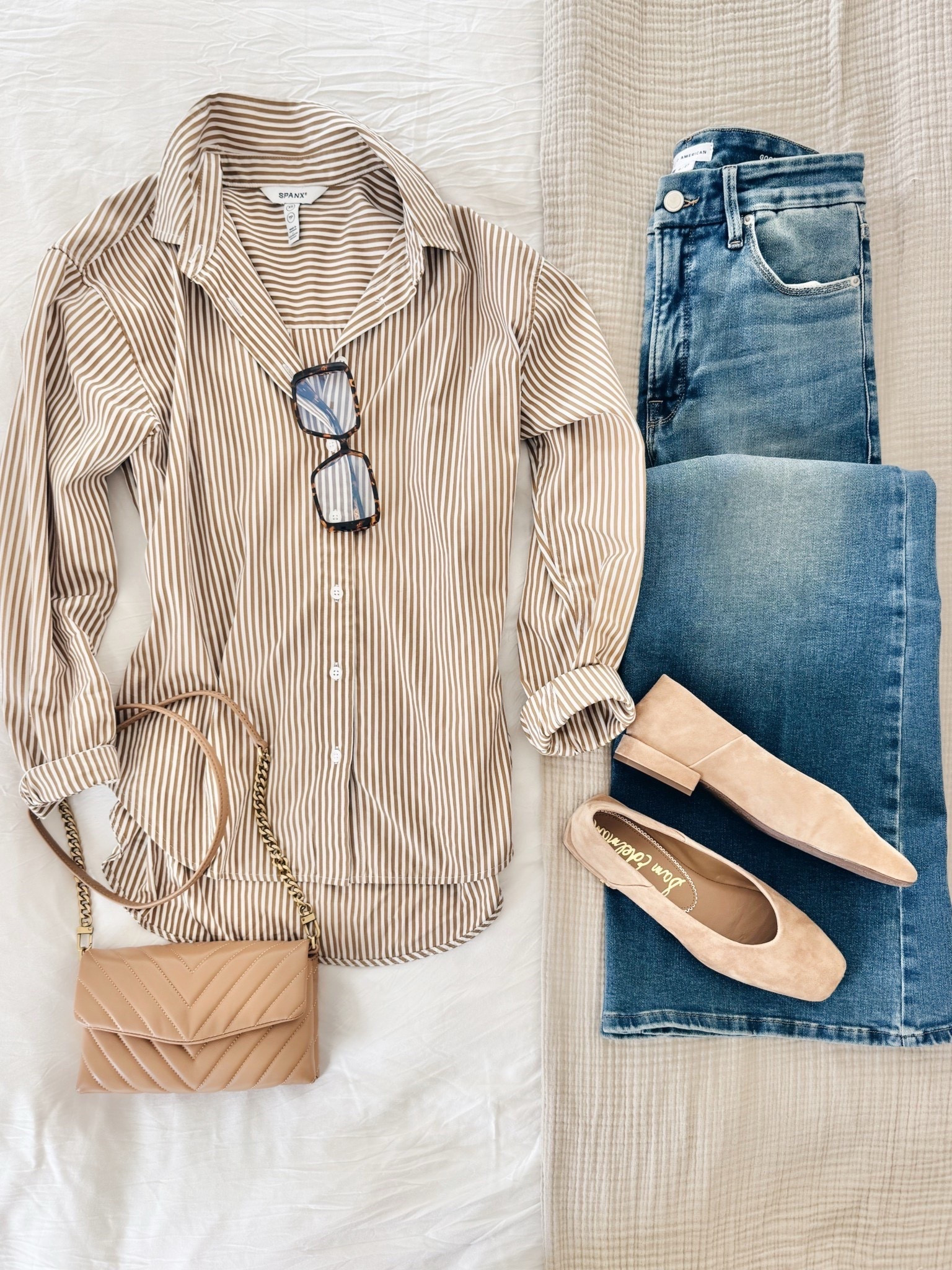 I have xs in the button down shirt.  On sale now!! And 27/4 in the jeans. Shoes true to size.  

#LTKootd #LTKWorkwear #LTKSaleAlert