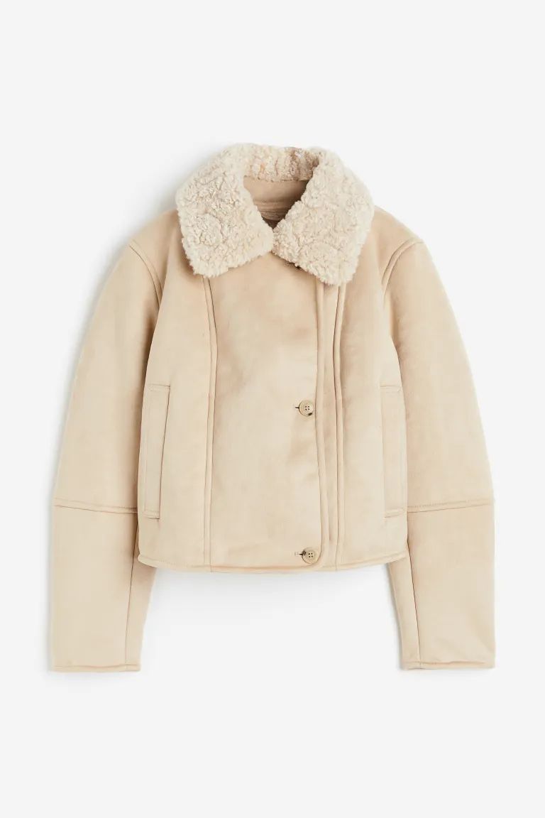 Teddy-fleece-lined Jacket - Light beige - Ladies | H&M US | H&M (US + CA)