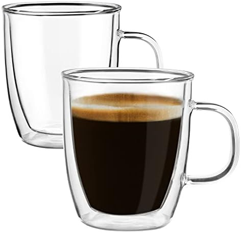 Double Wall Glass Coffee Mugs,(Set of 2) 12 Ounces | Amazon (US)