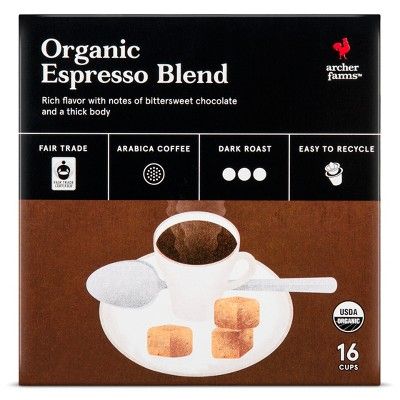 Organic Espresso Blend Dark Roast Coffee - Single Serve Pods- 16ct - Archer Farms™ | Target