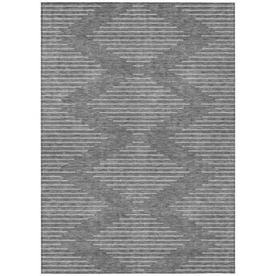 5' X 8' Charcoal Geometric Washable Indoor Outdoor Area Rug | Wayfair North America