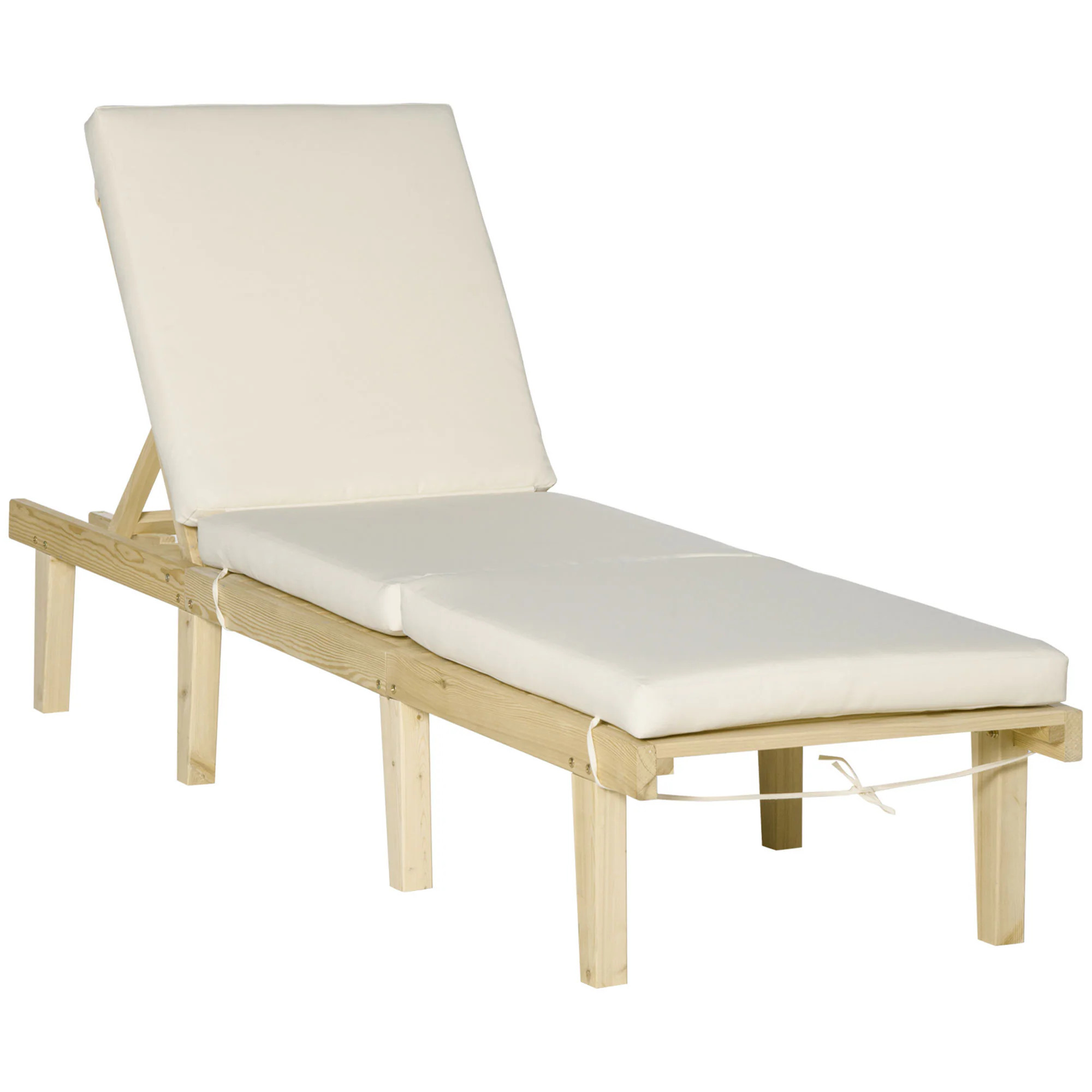 LUXEYARD Outsunny Chaise Lounge Chair for Outdoor Patio Recliner with 4-Position Adjustable Backrest and Cushion for Deck Beach Lawn and Sunbathing | Lowe's