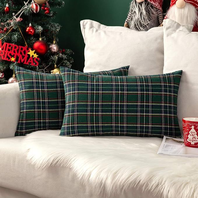 MIULEE Christmas Set of 2 Scottish Tartan Plaid Throw Pillow Covers Farmhouse Classic Decorative ... | Amazon (US)