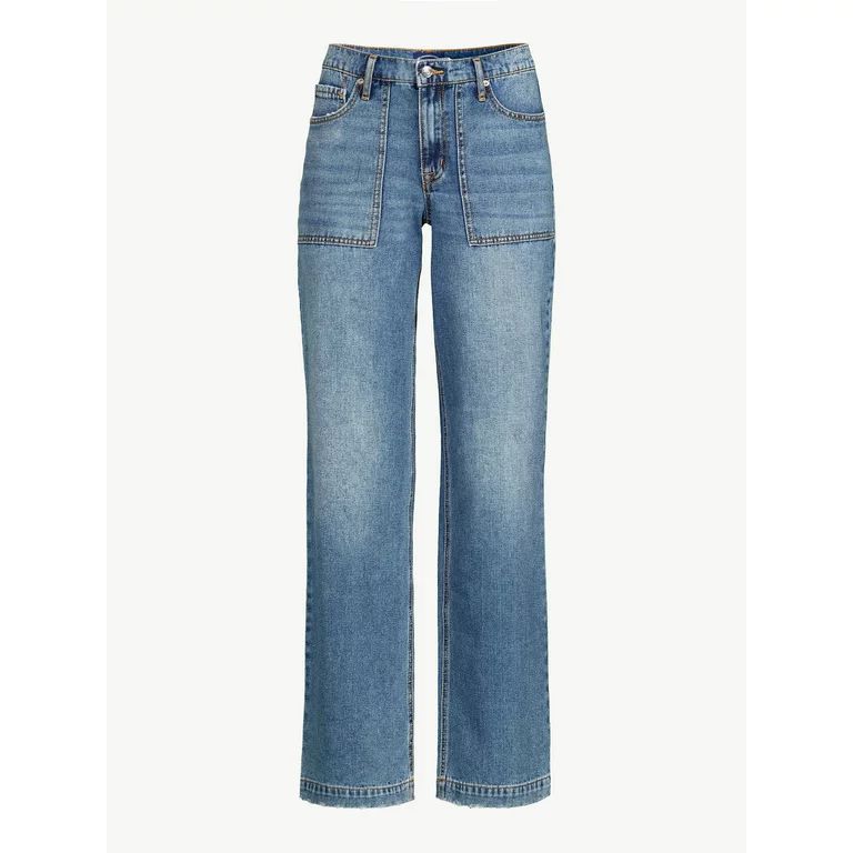 Scoop Women's Low Rise Wide Leg Ripped Jeans | Walmart (US)