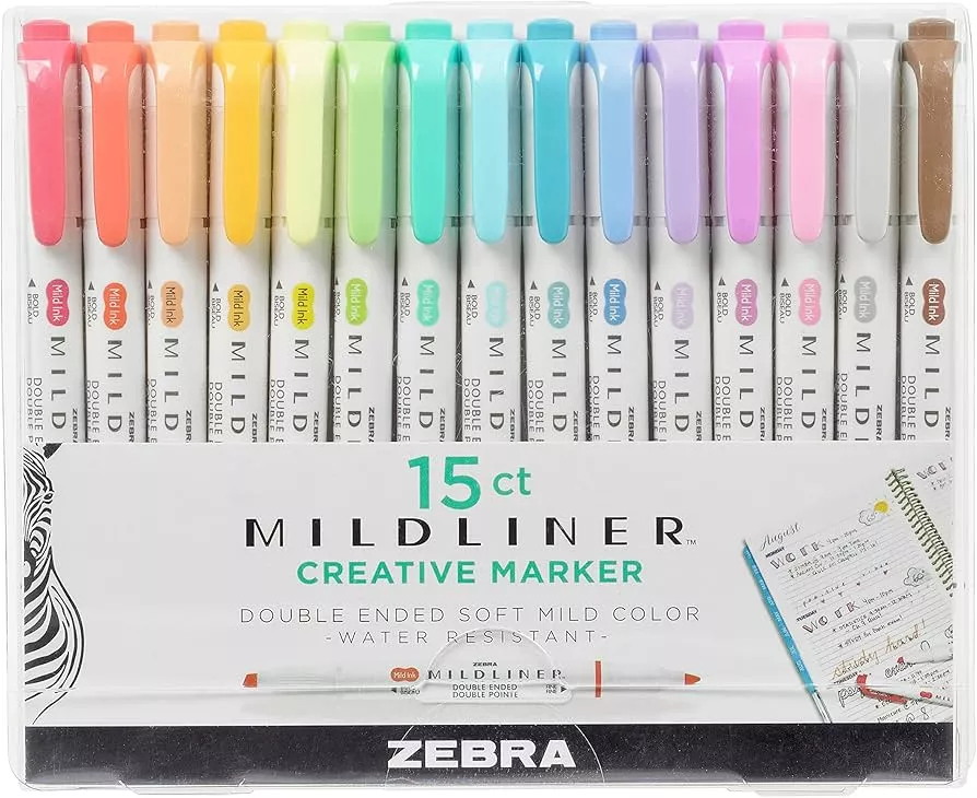 Zebra Pen Mildliner Brush Marker, Double Ended Brush and Fine Tip