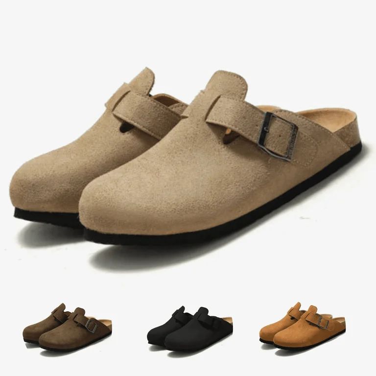 BERANMEY Women's Suede Clogs & Mules Stylish Leather Mules with Arch Support and Cork Footbed Cou... | Walmart (US)