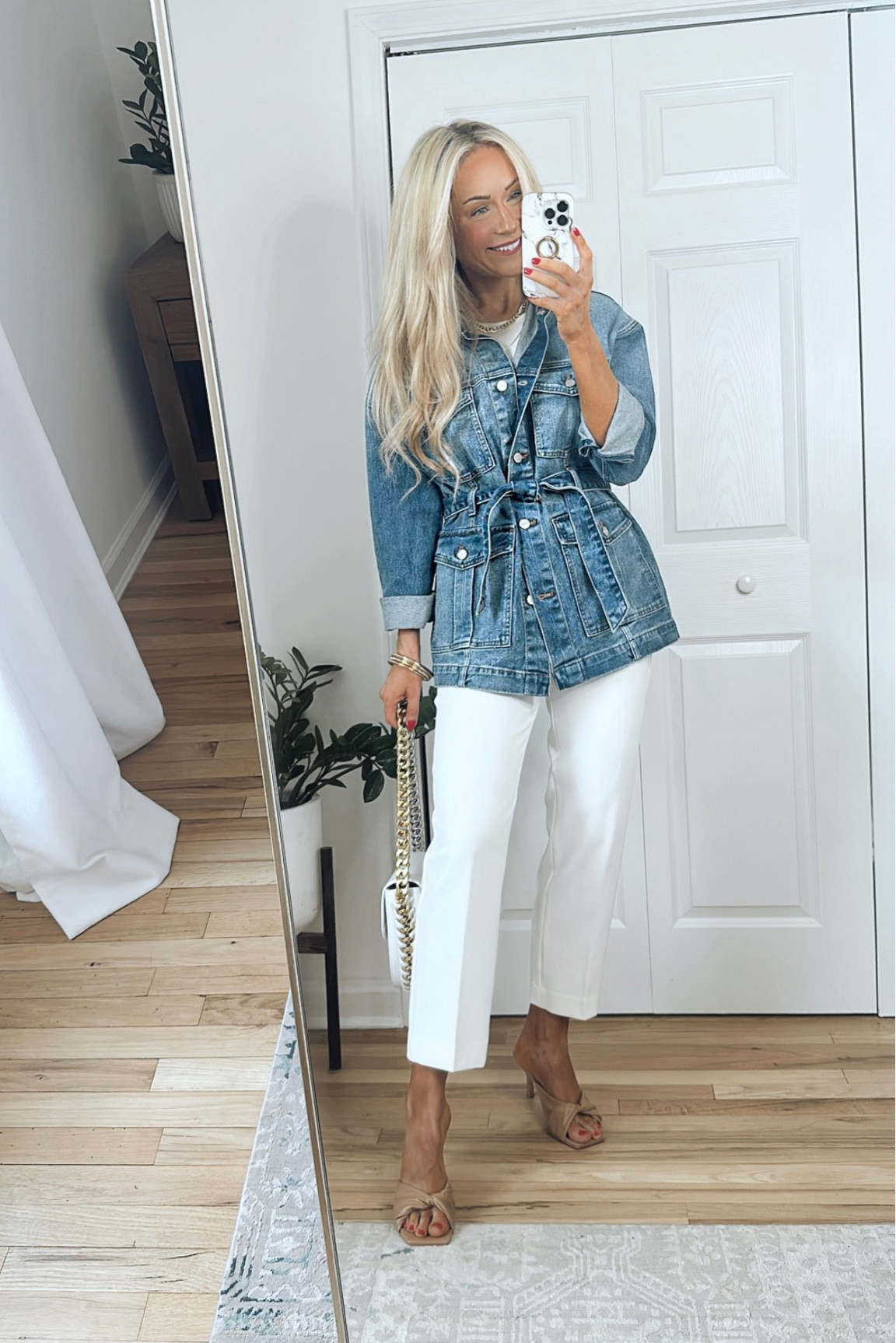 Belted Light Wash Denim Jacket curated on LTK