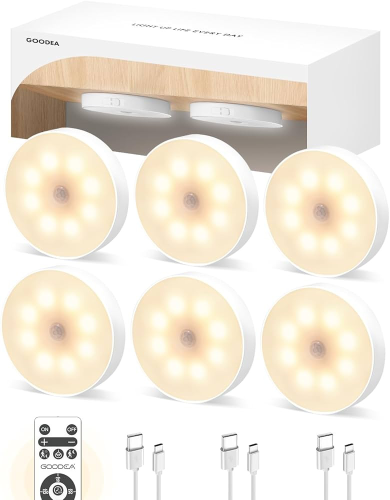 Led Under Cabinet Lights, Wireless Motion Sensor Rechargeable Light, Puck Lights with Remote, 100... | Amazon (US)