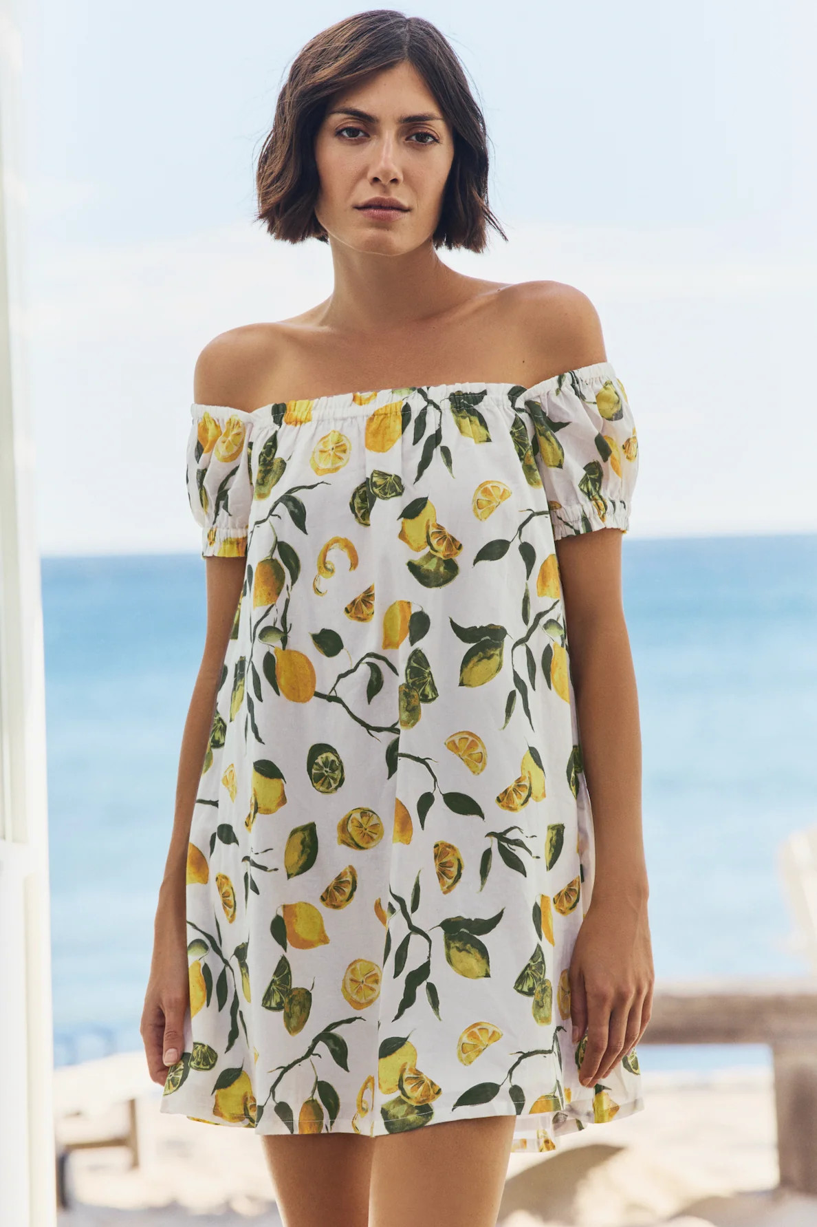 Lina Short Sleeve Cover Up Mini Dress in Slice of Life | Hermoza