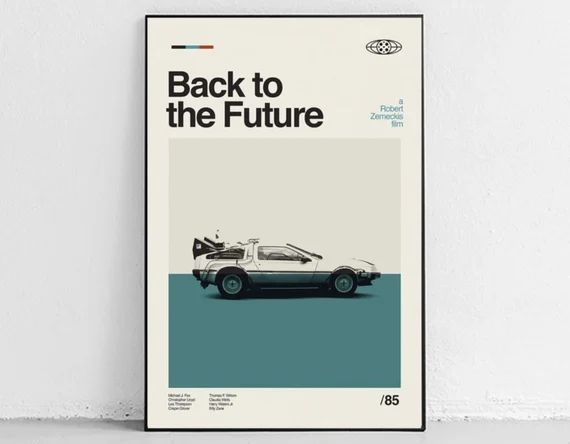 Back to the Future - DELOREAN - poster vintage inspired Poster, mid century movie poster Art Prin... | Etsy (US)