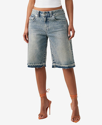 Women's Jessie Mid-Rise Baggy Denim Shorts | Macy's