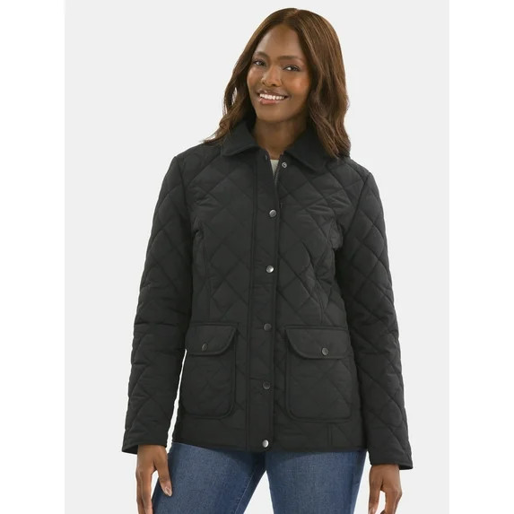 Time and Tru Women's Quilted Barn Coat, Midweight, Sizes XS-2X - Walmart.com | Walmart (US)