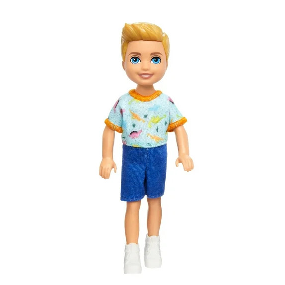 Barbie Chelsea Doll, Small Boy Doll Wearing Removable One-Piece with Dino Print, Blond Hair & Blu... | Walmart (US)