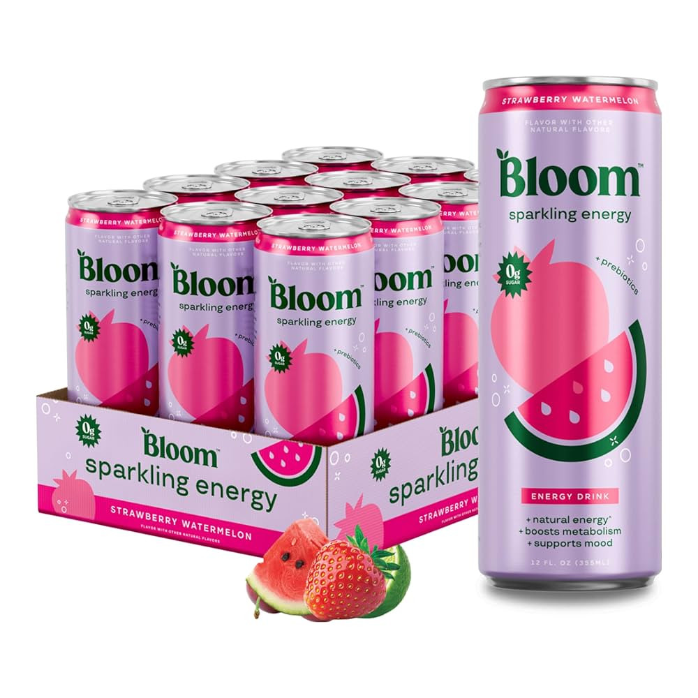 Bloom Nutrition Sparkling Energy Drink - Natural Caffeine, Zero Sugar, 180mg Caffeine - Antioxida... | Amazon (US)