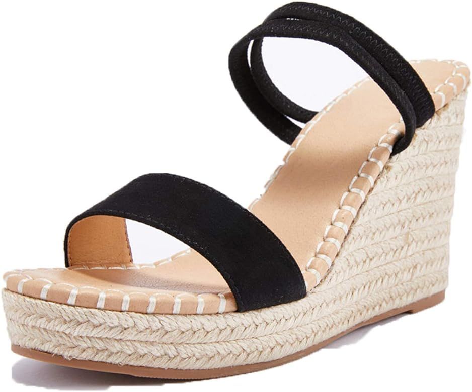VETASTE Women's Ankle Strap Wedge Sandal Open Toe Strappy Sandals Espadrille Platform Shoes | Amazon (US)