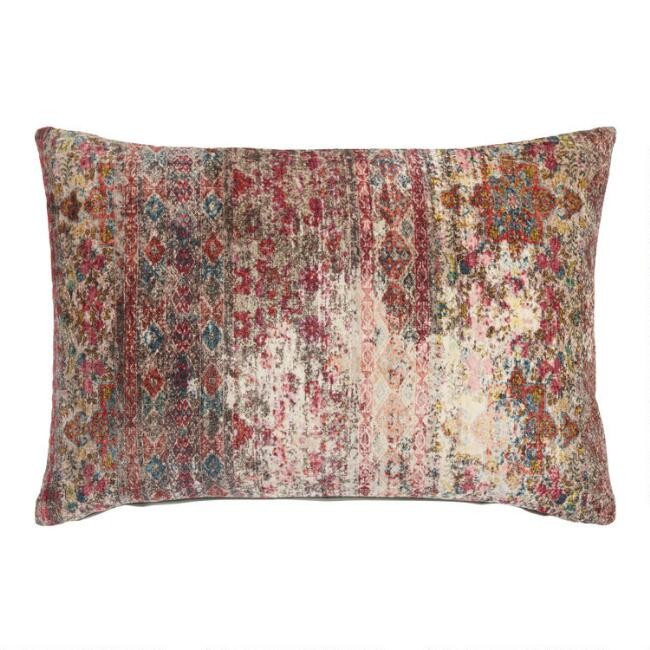 Oversized Distressed Persian Rug Print Lumbar Pillow | World Market