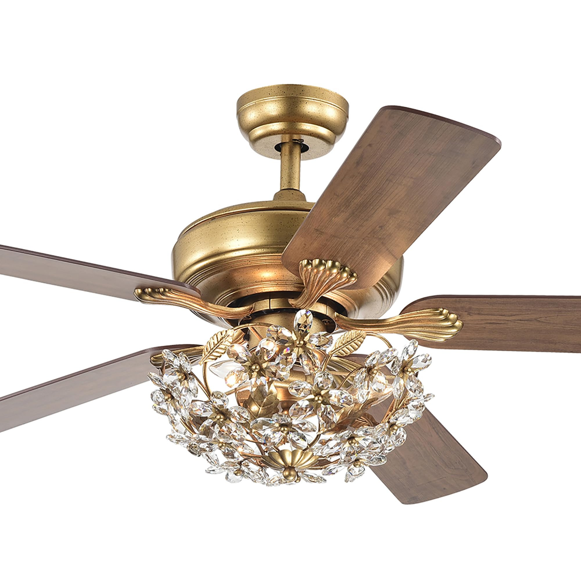 Warehouse of Tiffany CFL-8431REMO/AG Nickoe Aged Gold 52 inch 5 Blade Metal Lighted Ceiling Fan | Amazon (US)