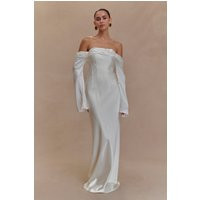 Giselle Off Shoulder Cowl Neck Maxi Dress - White I MESHKI I Size XL | MESHKI US
