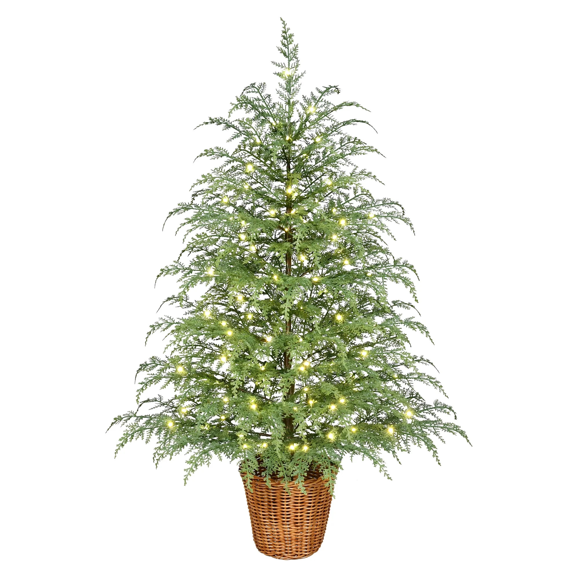4' Pre-Lit Green Cypress Artificial Christmas Potted Tree with 100 Warm White Twinkle LED Lights,... | Walmart (CA)