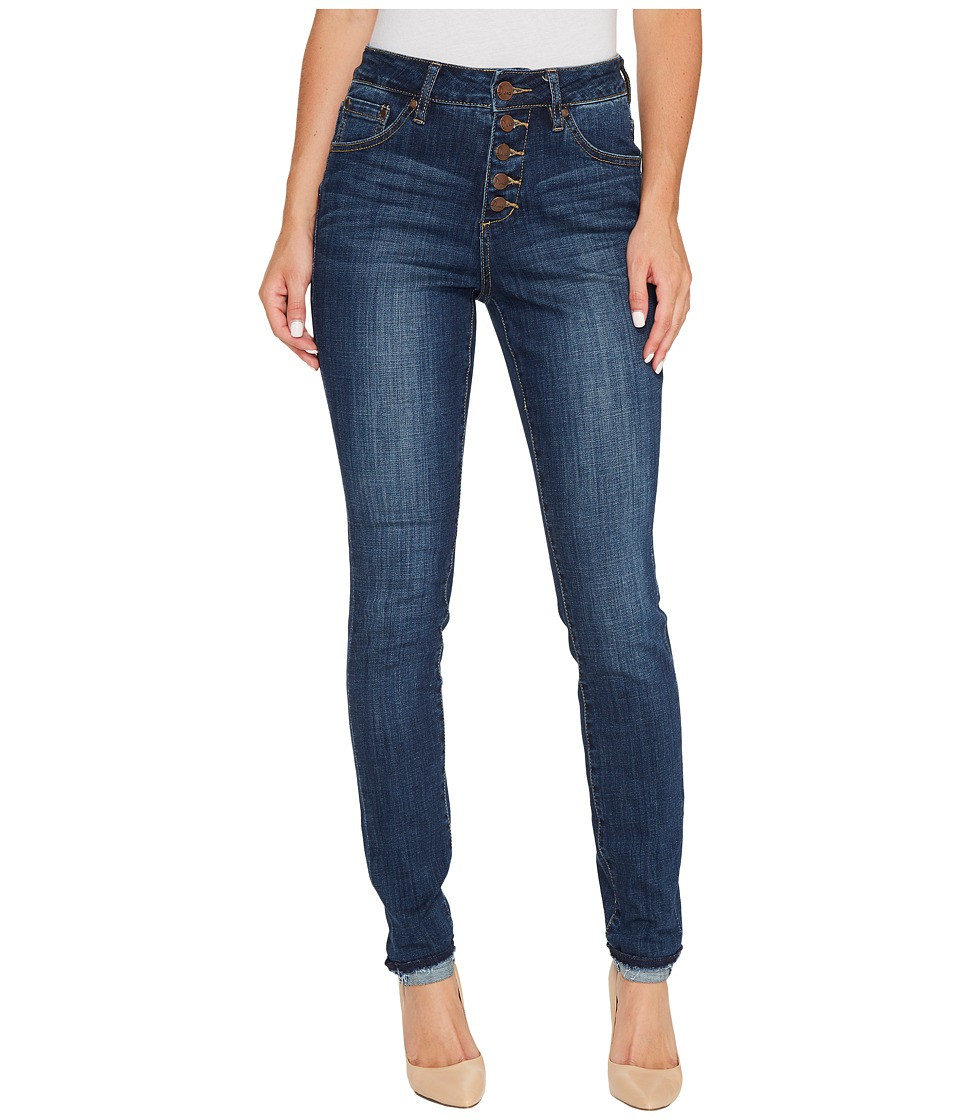 Jag Jeans - Gwen Skinny High-Rise Jeans in Crosshatch Denim in Thorne Blue (Thorne Blue) Women's Jeans | Zappos