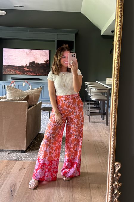 Wearing xs in pants- they are SO fun & perfect for summer. Feature an elastic waistband & wide leg style. Run slightly big- the xs was a bit big in the waist for me! Paired with an old white tee- would look cute with a tank too! @walmartfashion #walmartpartner #walmartfashion 

#LTKStyleTip #LTKFindsUnder100 #LTKFindsUnder50