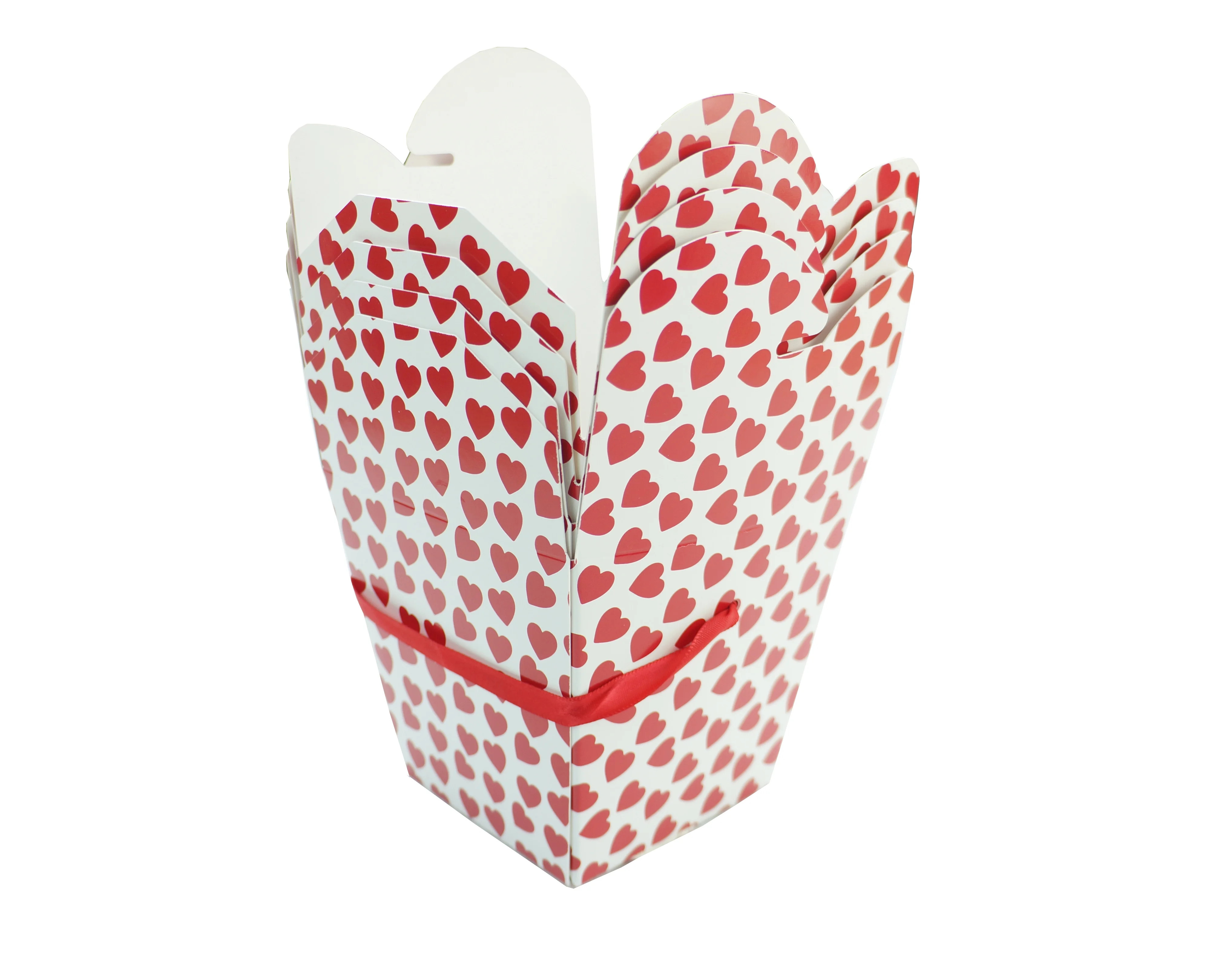 Heart Take Out Boxes, Red and White, 4" x 4" x 4", 4 Count, Valentine's Day by Way To Celebrate | Walmart (US)