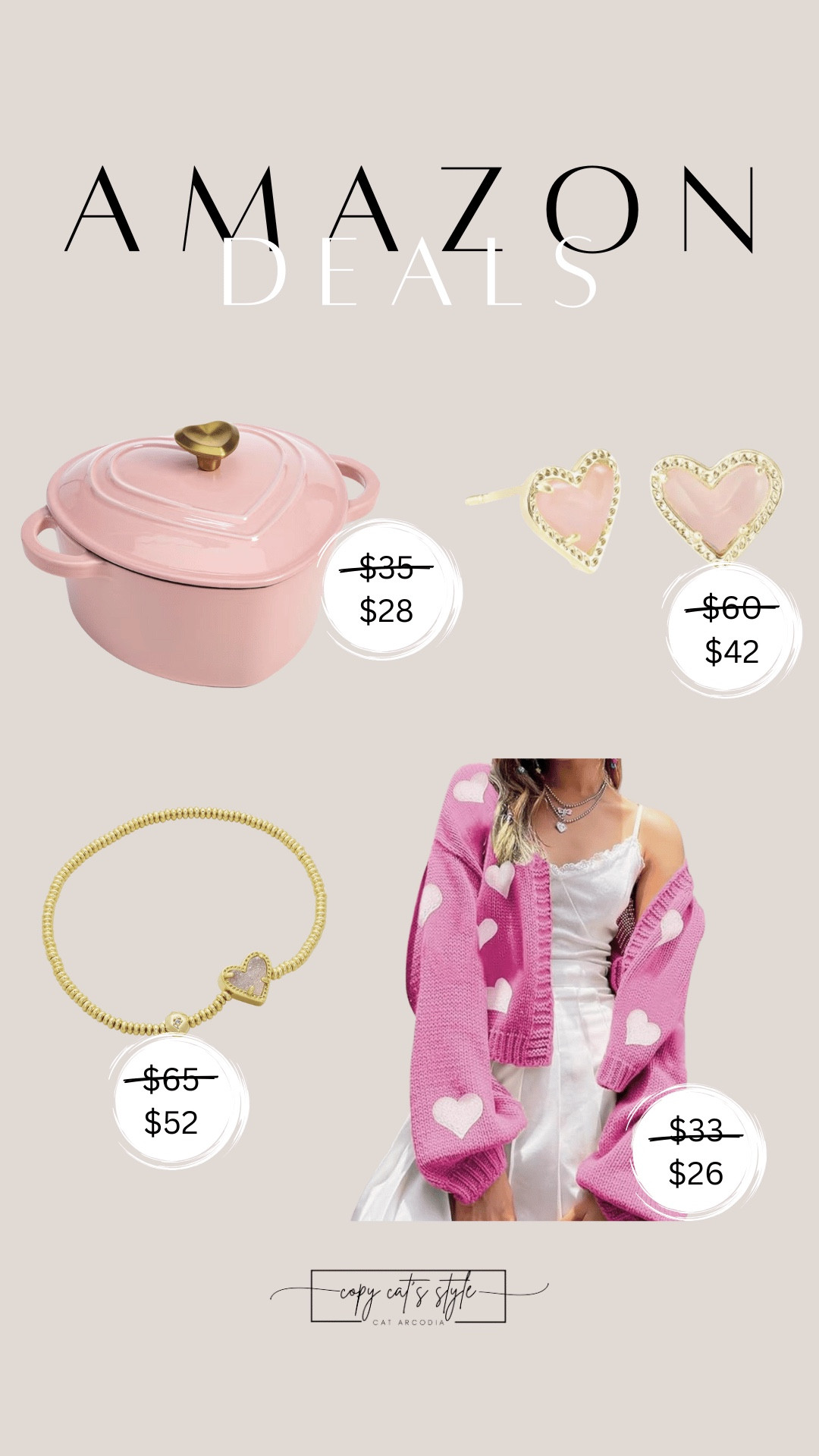 Amazon deals in valentine finds. Valentine gifts from Amazon. Amazon heart jewelry, heart sweater, heart shaped pot. 

#LTKSaleAlert #LTKmomlife #LTKValentine