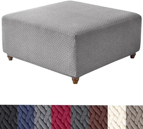 HFCNMY Stretch Knitted Jacquard Ottoman Cover - Thick Washable Slipcover for Square Storage Ottom... | Amazon (US)