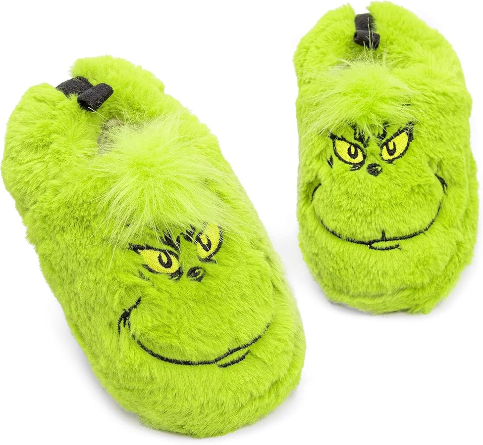The Grinch Slippers for Kids | Soft Fur Green House Shoes for Boys & Girls | Amazon (US)